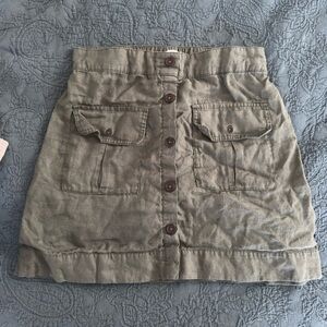 Nicole Miller Khaki Button-Front Mini Skort